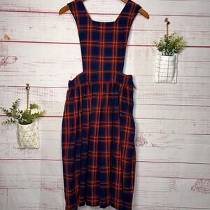 Women's Handmade Vintage Rainbow Plaid Dress